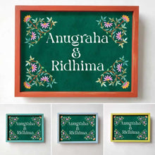 Load image into Gallery viewer, Printed Framed Name plate -  pink and green
