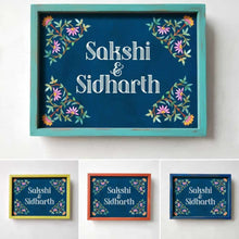 Load image into Gallery viewer, Printed Framed Name plate -  pink and green

