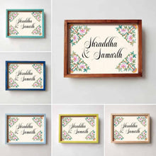 Load image into Gallery viewer, Printed Framed Name plate -  pink and green
