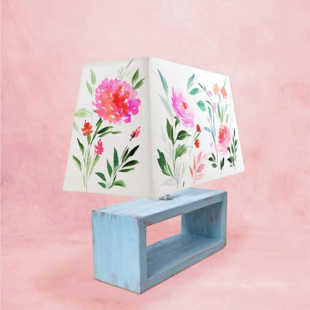 Rectangle Table Lamp - Floral Bliss Lamp Shade - rangreli