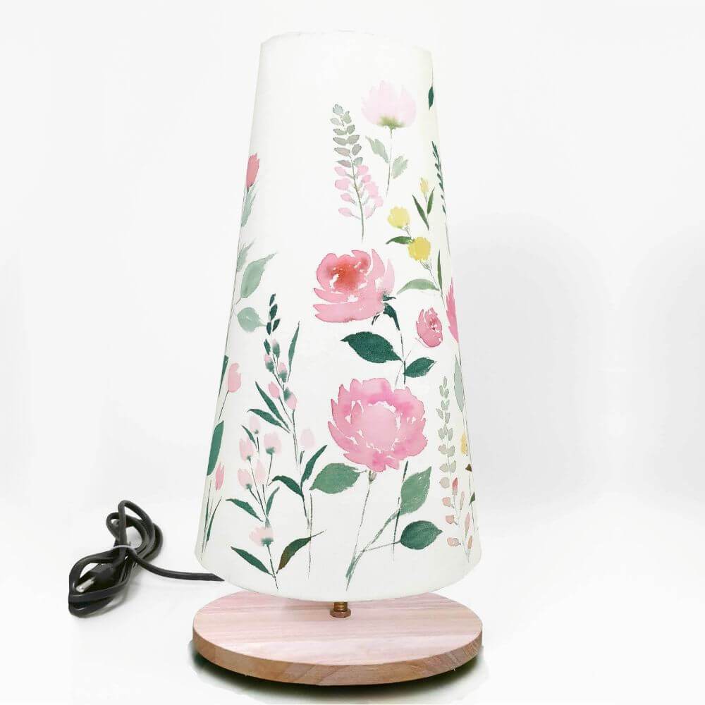 Long cone Table Lamp - Pastel Flowers | Rangreli