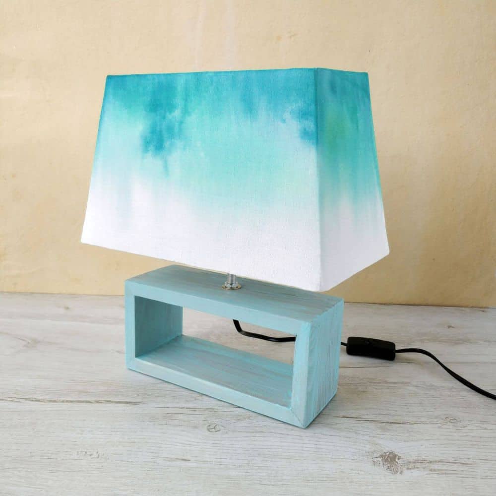 Rectangle Table Lamp - Teal Ombre Lamp Shade - rangreli