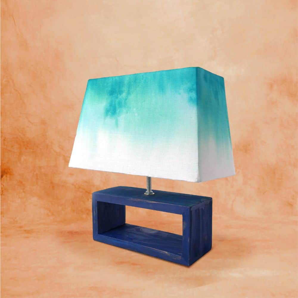 Rectangle Table Lamp - Teal Ombre Lamp Shade - rangreli