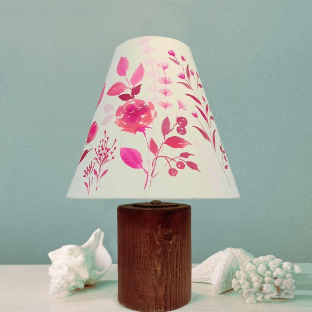 hand painted pink floral table lamp