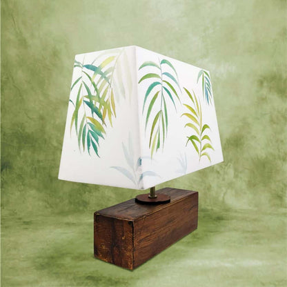 Rectangle Table Lamp - Green Palm Lamp Shade - rangreli