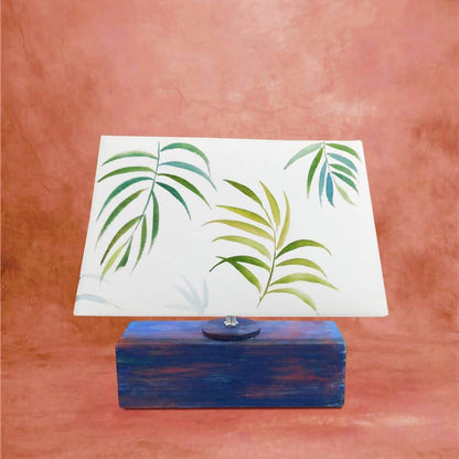 Rectangle Table Lamp - Green Palm Lamp Shade - rangreli
