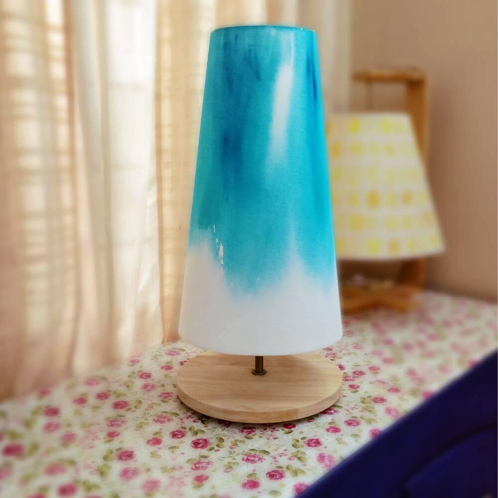 Cone Table Lamp -Teal Ombre Lamp Shade - rangreliart