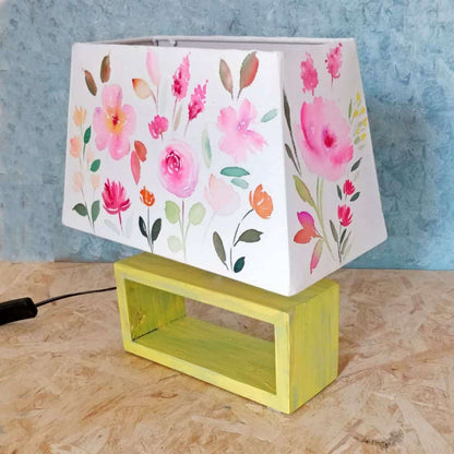 Rectangle Table Lamp - Floral Bouquet Lamp Shade - rangreli