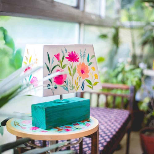 Rectangle Table Lamp - Flower Garden Lamp Shade - rangreli