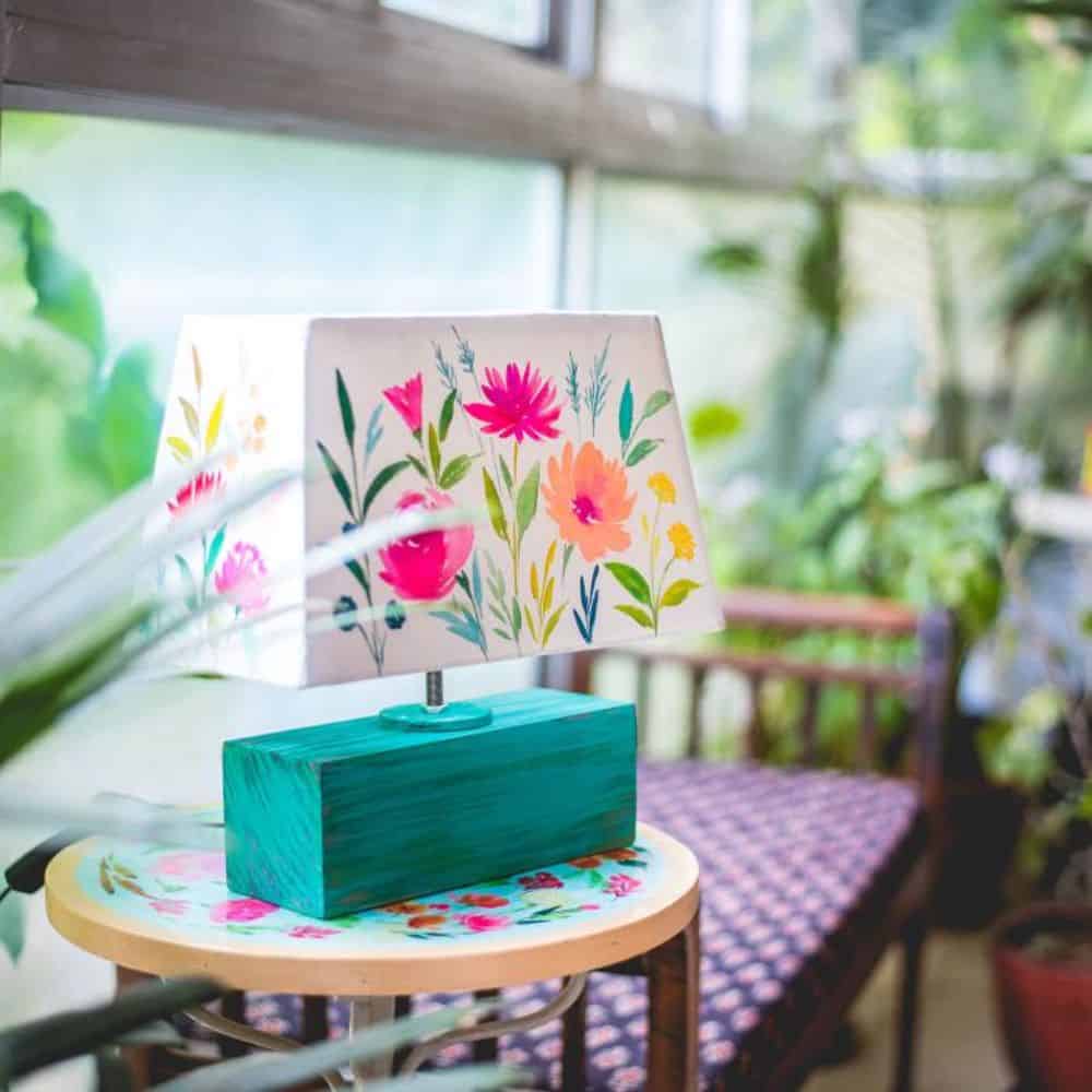 Rectangle Table Lamp - Flower Garden Lamp Shade