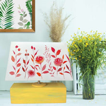 Load image into Gallery viewer, Rectangle Table Lamp - Red Floral Lamp Shade

