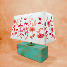 Load image into Gallery viewer, Rectangle Table Lamp - Red Floral Lamp Shade
