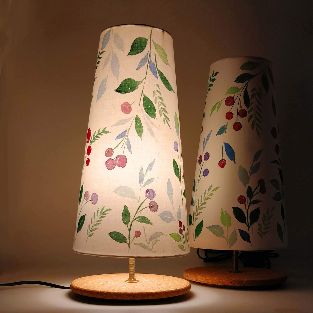 Long cone Table Lamp - Red Berries Lamp Shade | Rangreli