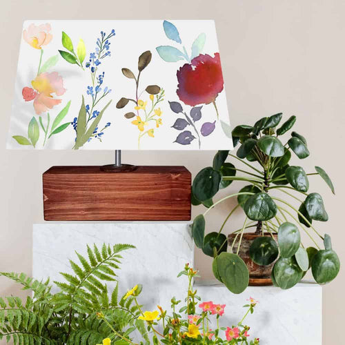 Rectangle Table Lamp - Floral 1 Yellow Lamp Shade - rangreli