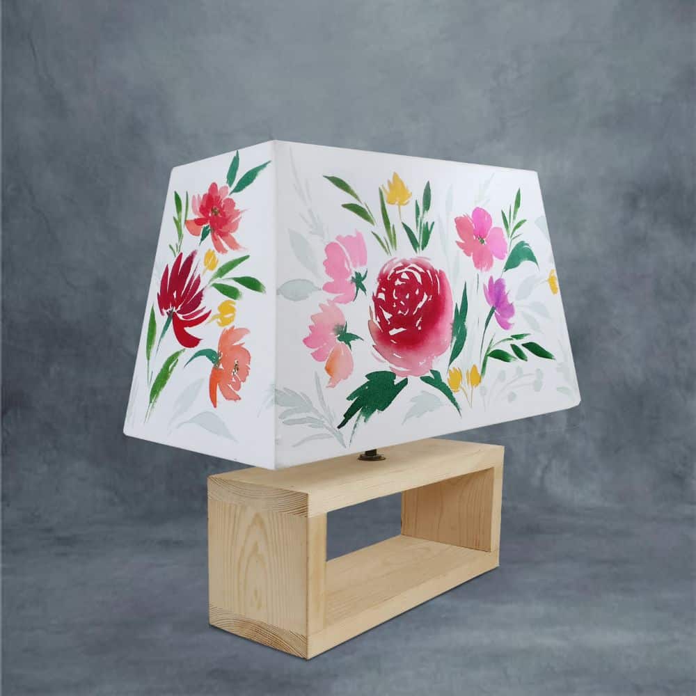 Rectangle Table Lamp - Lillies Lamp Shade - rangreli