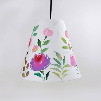 Cone Pendant Lamp - pink florals - rangreli