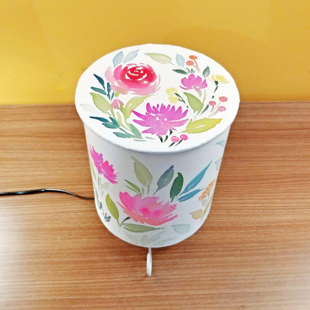 Cylinder Table Lamp - Floral 1 lamp shade with Lid | Rangreli