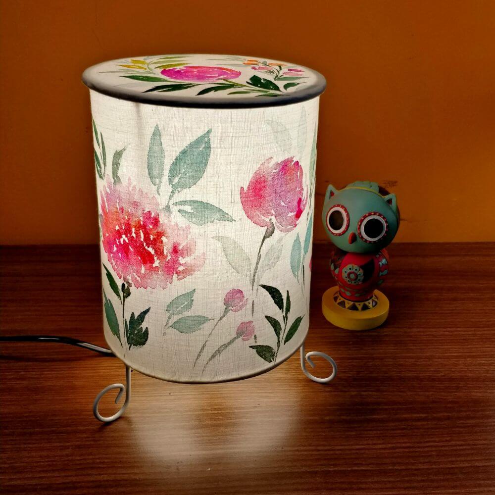 Cylinder Table Lamp - Floral 2 Lamp shade with Lid | Rangreli