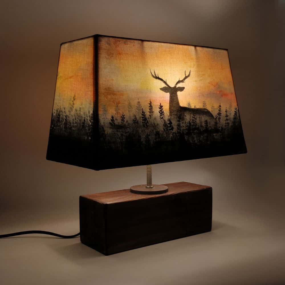 Rectangle Table Lamp - Deer Sunset Lamp Shade - rangreli