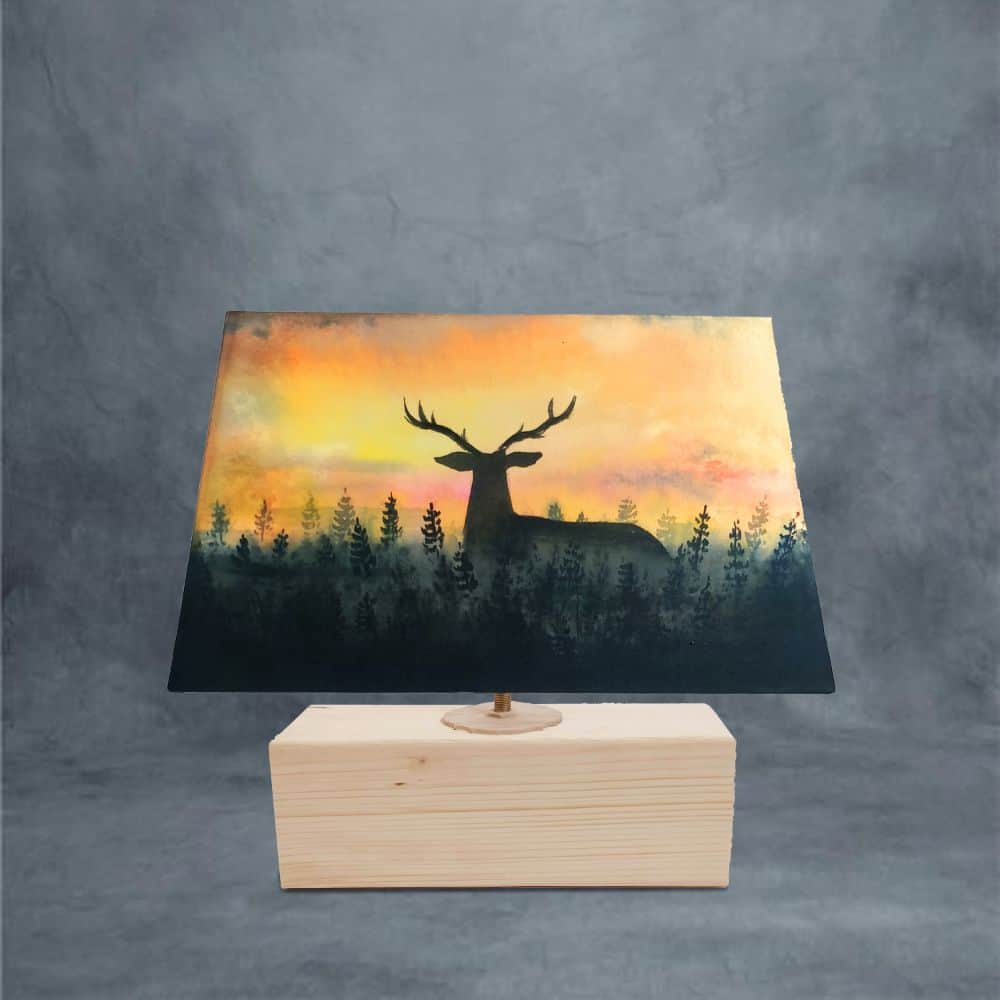 Rectangle Table Lamp - Deer Sunset Lamp Shade - rangreli