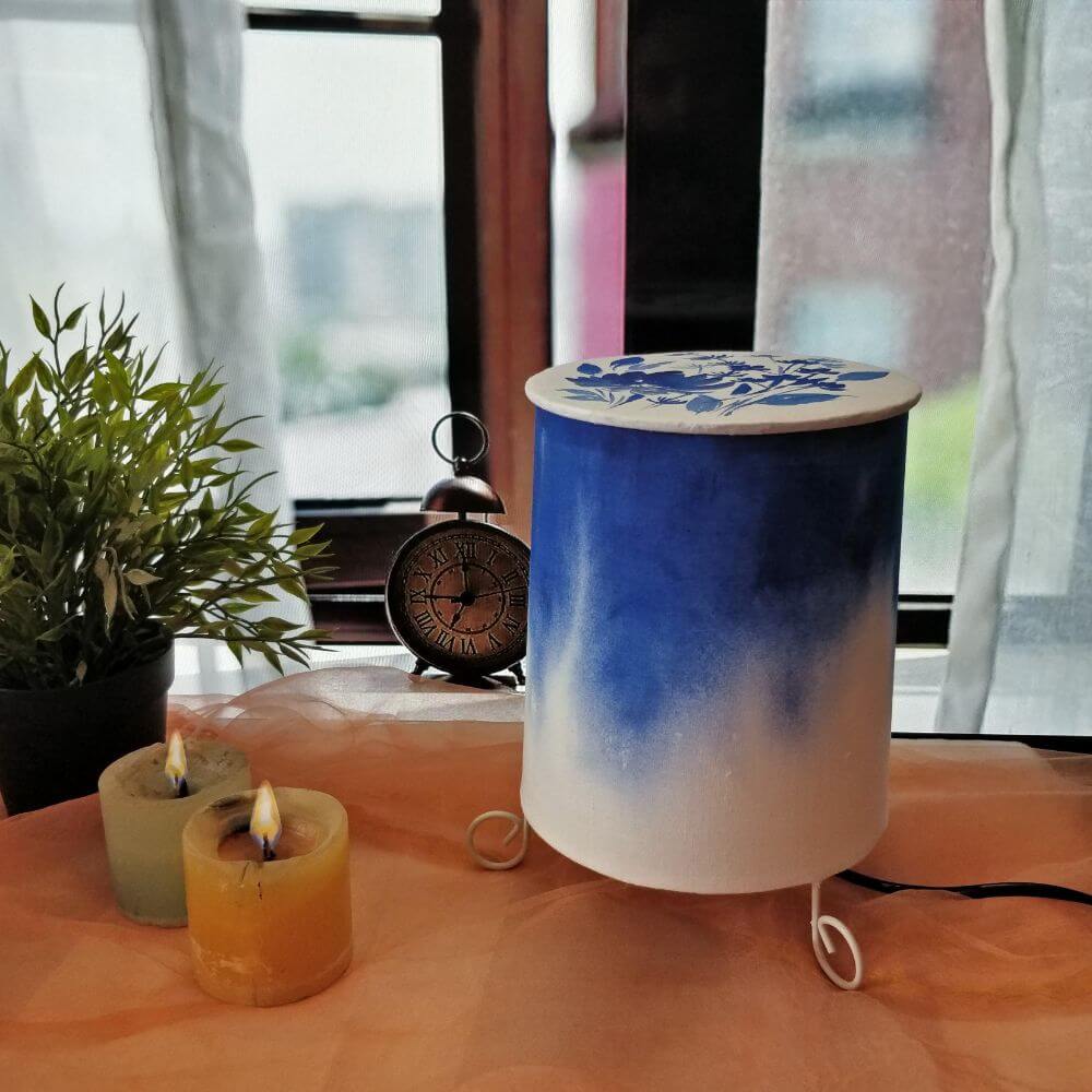 Cylinder Table Lamp - Blue Ombre Lamp shade with Lid | Rangreli