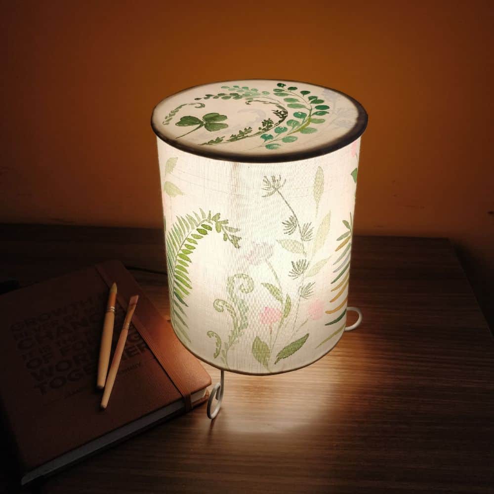 Cylinder Table Lamp - Ferns Lamp shade with Lid - rangreli