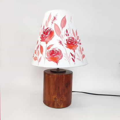 Cone Table Lamp - Red Floral Lamp Shade - rangreli