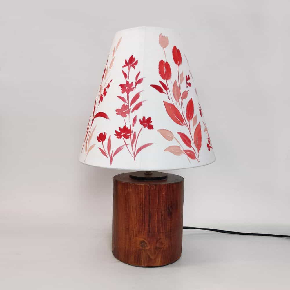 Cone Table Lamp - Red Floral Lamp Shade - rangreli