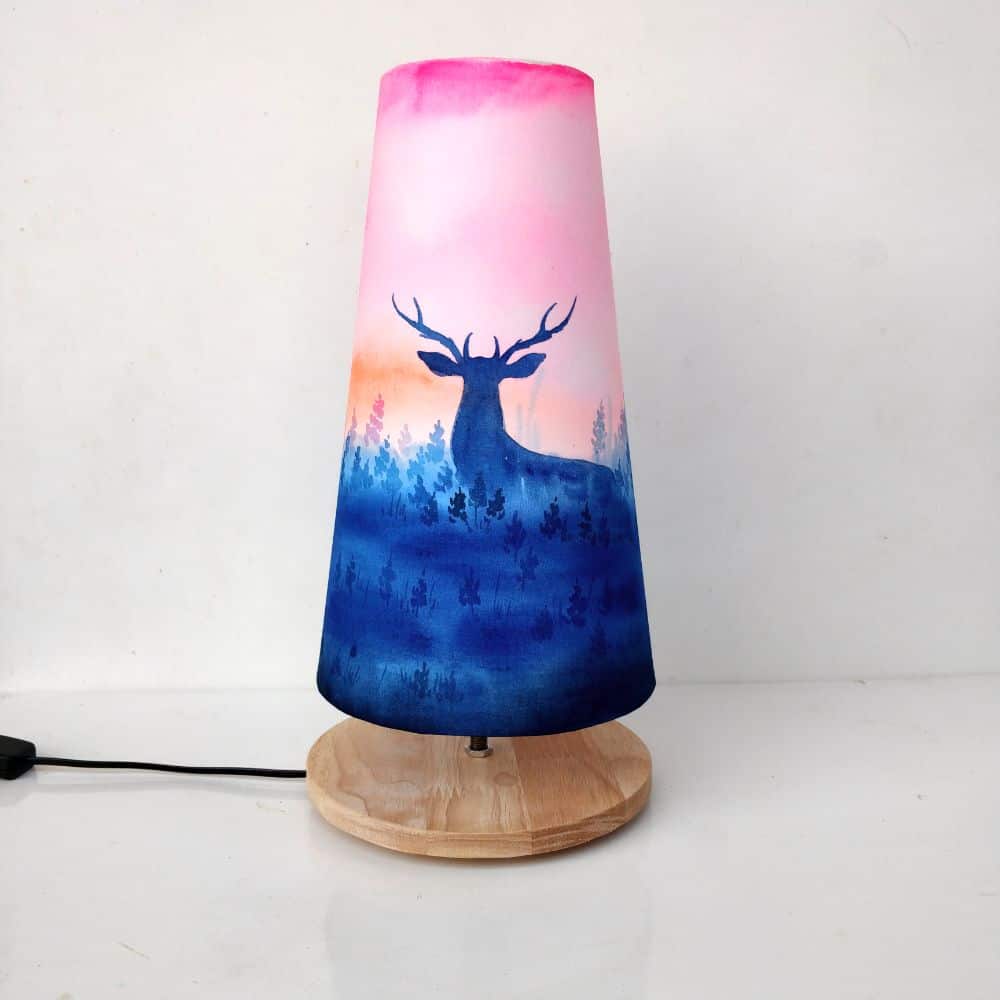 Long Cone Table Lamp - Deer Lamp Shade - rangreli