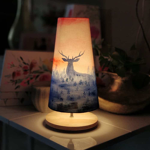Long Cone Table Lamp - Deer Lamp Shade - rangreli