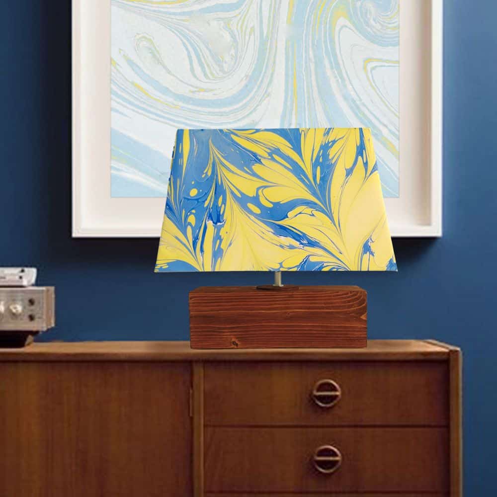 Modern Table Lamp - Marbling | Blue and Yellow