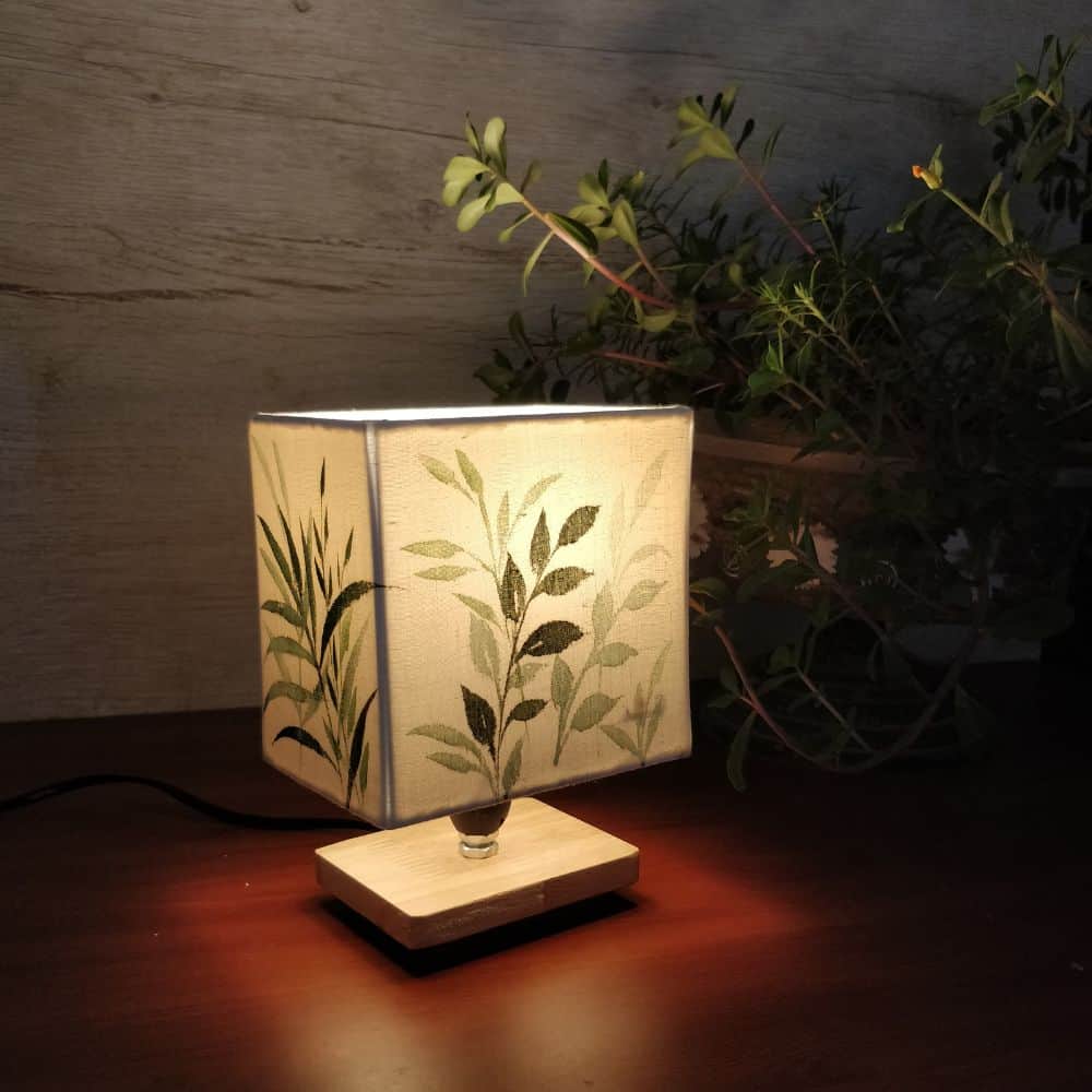 Square Table Lamp - Fern Lamp Shade - rangreli