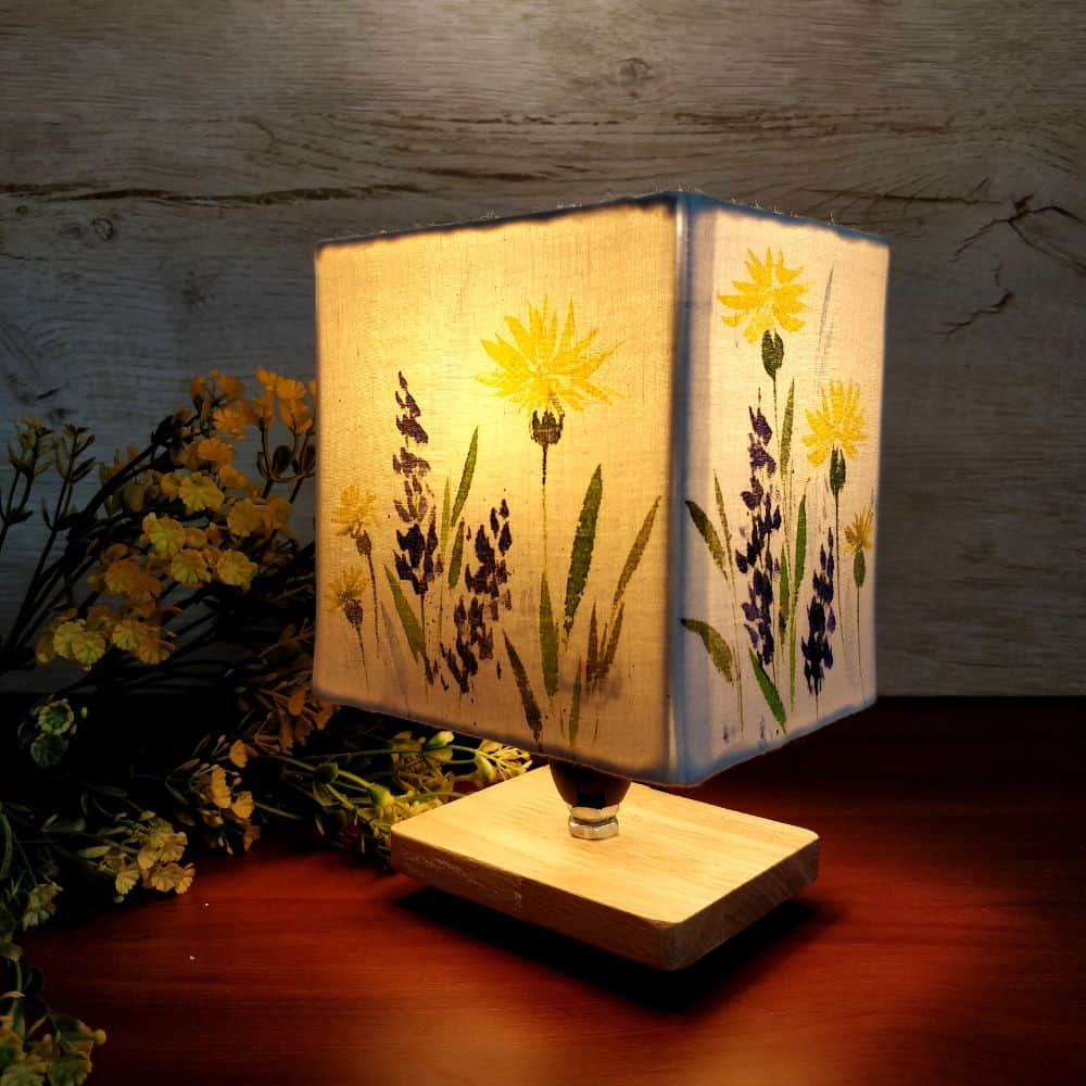Square Table Lamp - Wild flower Lamp Shade - rangreli