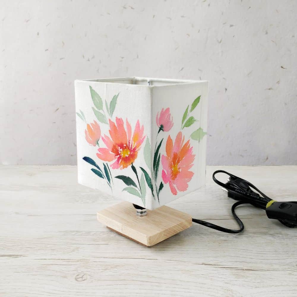 Square Table Lamp - Floral Lamp Shade - rangreli