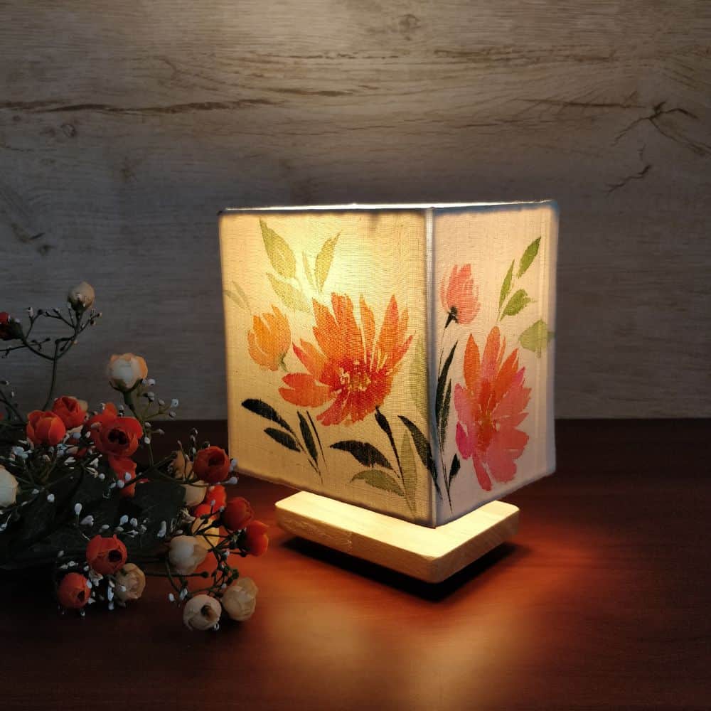 Square Table Lamp - Floral Lamp Shade - rangreli
