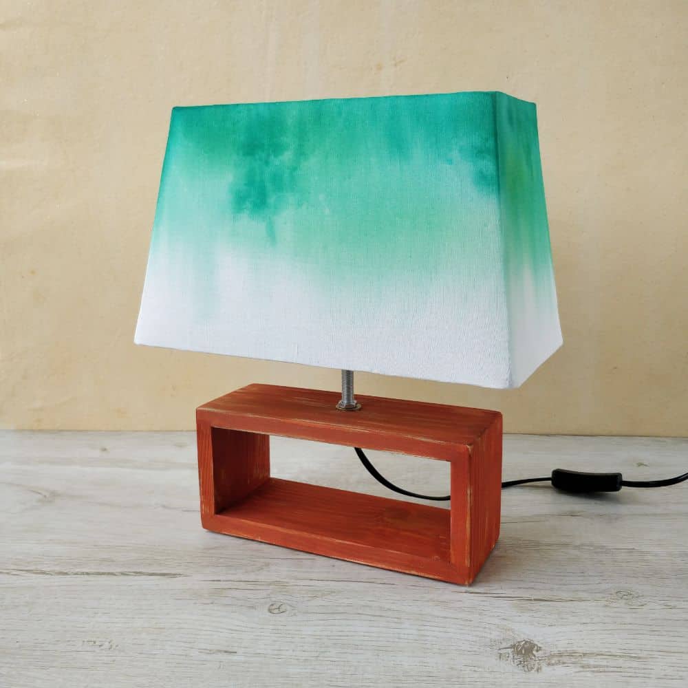 Rectangle Table Lamp - Green Ombre Lamp Shade - rangreli