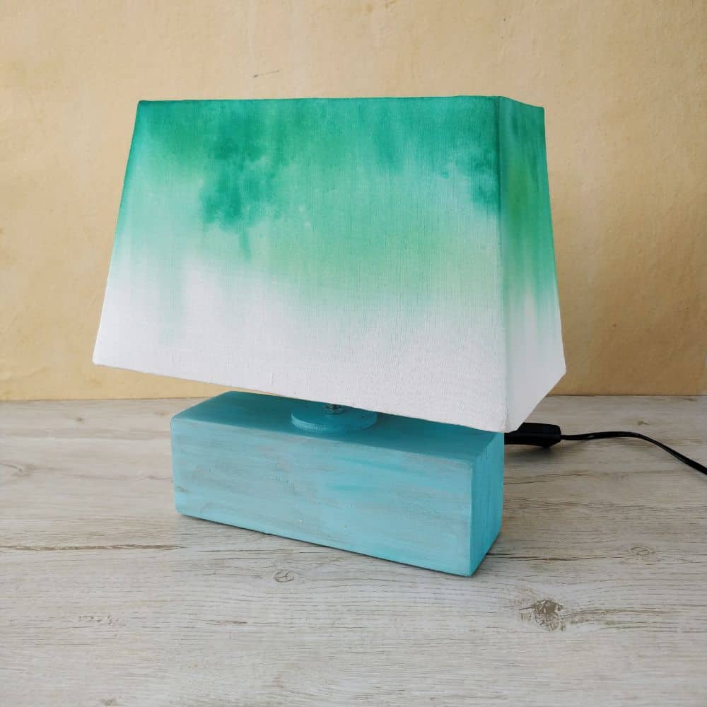 Rectangle Table Lamp - Green Ombre Lamp Shade