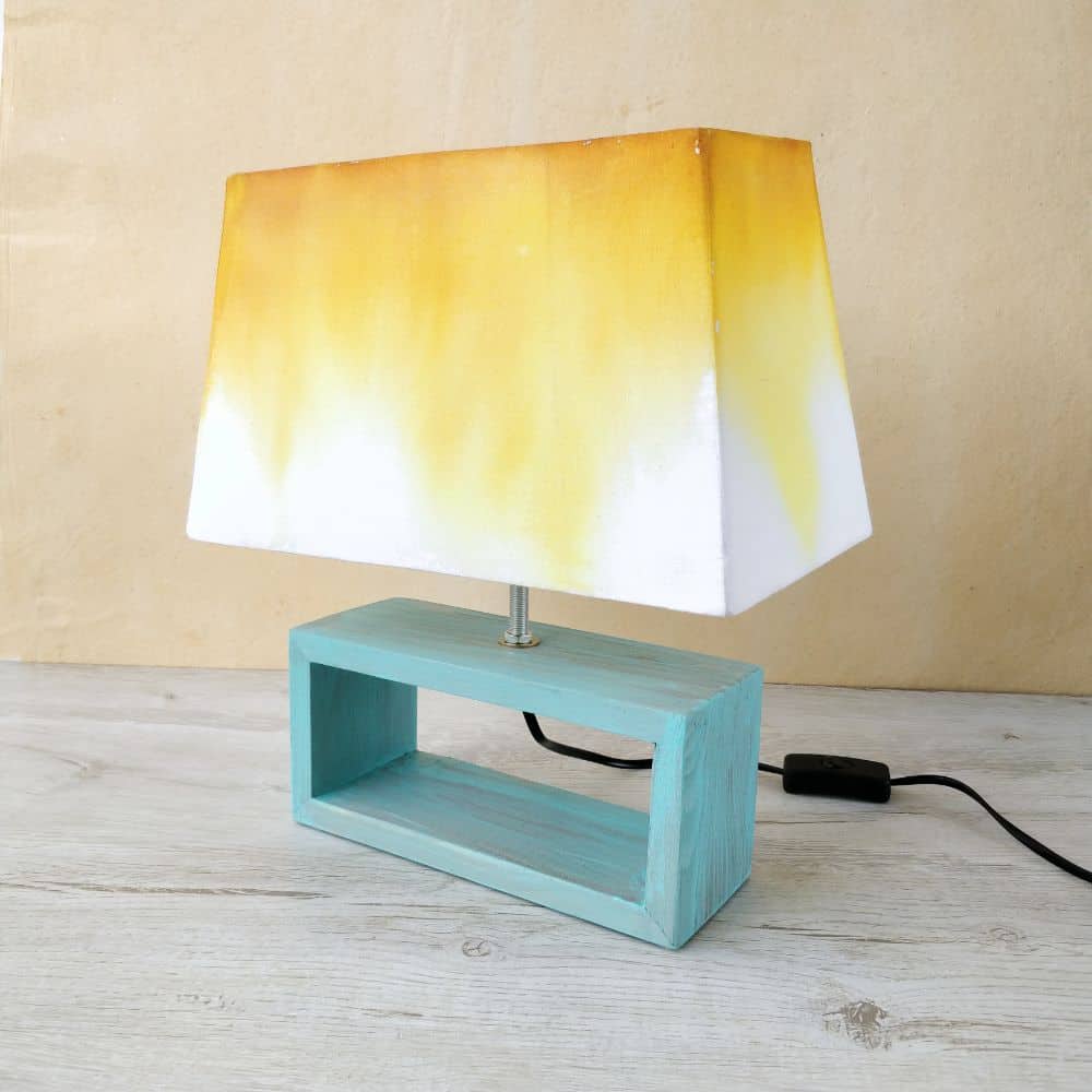 Rectangle Table Lamp - Yellow Ombre Lamp Shade - rangreli