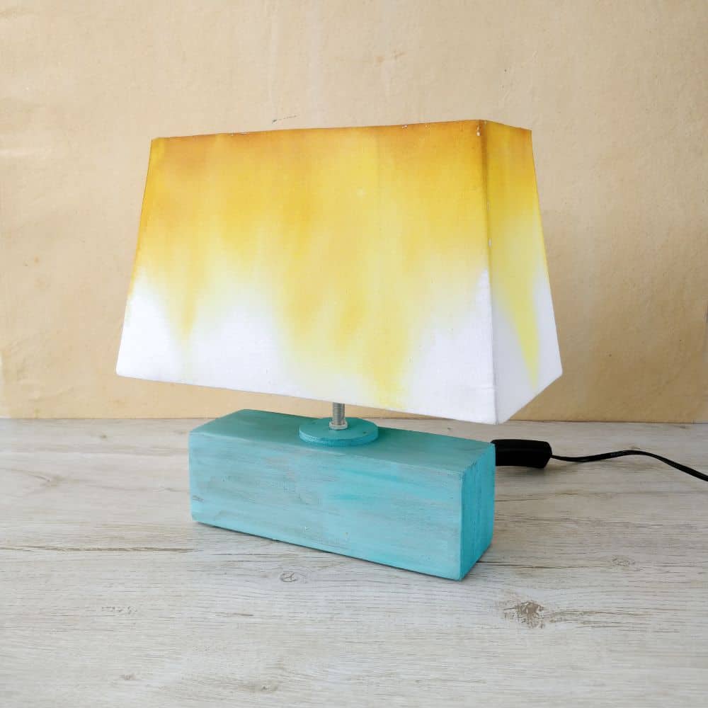 Rectangle Table Lamp - Yellow Ombre Lamp Shade - rangreli