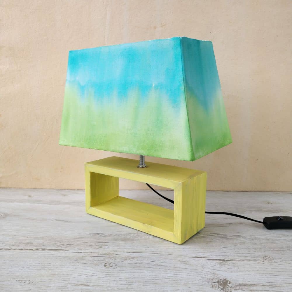 Rectangle Table Lamp - Dual Ombre Lamp Shade Teal Green - rangreli
