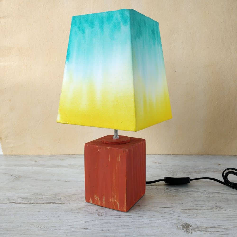 Empire Table Lamp - Dual Ombre Lamp Shade Teal yellow - rangreli