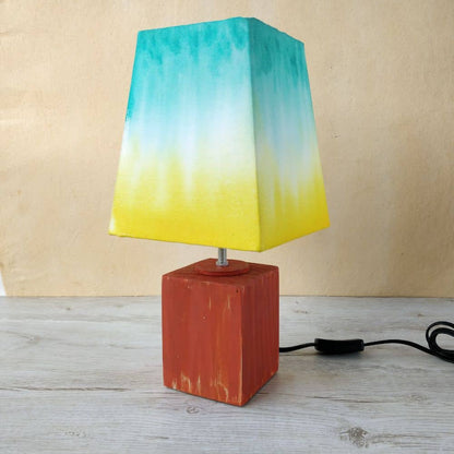 Empire Table Lamp - Dual Ombre Lamp Shade Teal yellow - rangreli