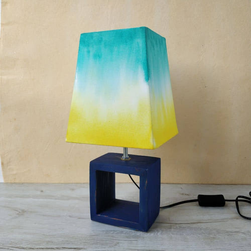 Empire Table Lamp - Dual Ombre Lamp Shade Teal yellow - rangreli