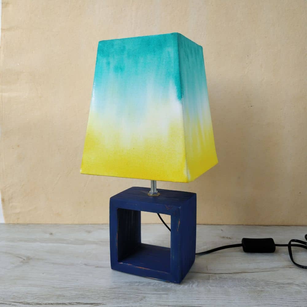 Empire Table Lamp - Dual Ombre Lamp Shade Teal yellow