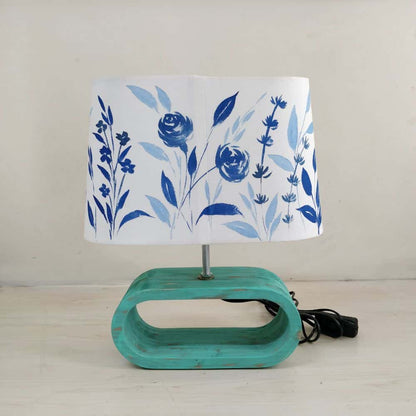 Conical Trapezium Table Lamp - Blue Monochrome Lamp Shade - rangreli