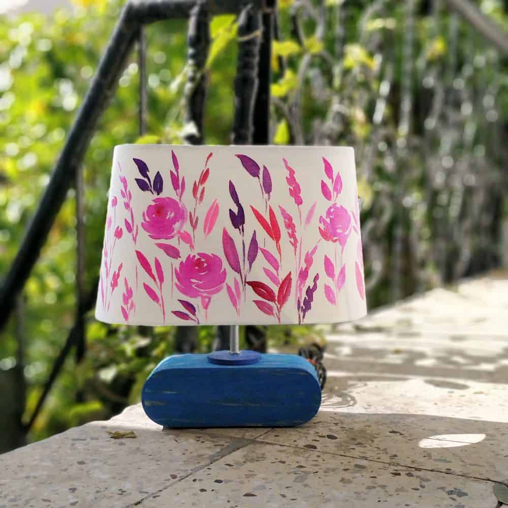 Conical Trapezium Table Lamp - Pink Monochrome Lamp Shade