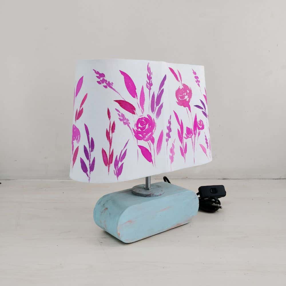Conical Trapezium Table Lamp - Pink Monochrome Lamp Shade - rangreli
