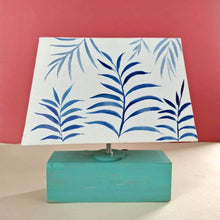 Load image into Gallery viewer, Rectangle Table Lamp - Blue Fern Lamp Shade
