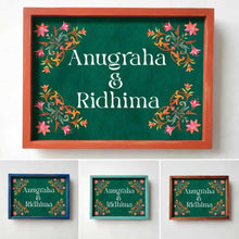 Load image into Gallery viewer, Printed Framed Name plate -  Red flowers
