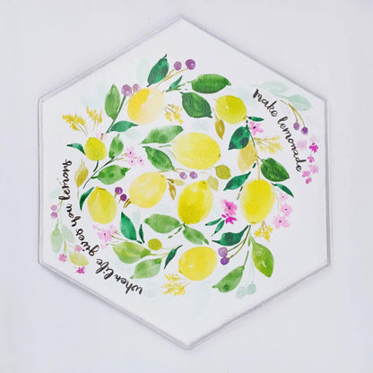Lemons Hand Painted Serving Tray - rangreliart